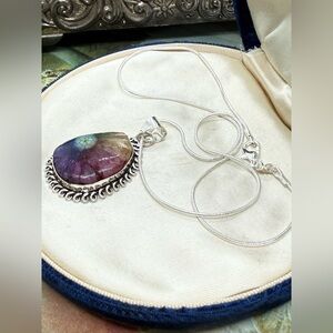 Vintage Rainbow Quartz Silver Necklace